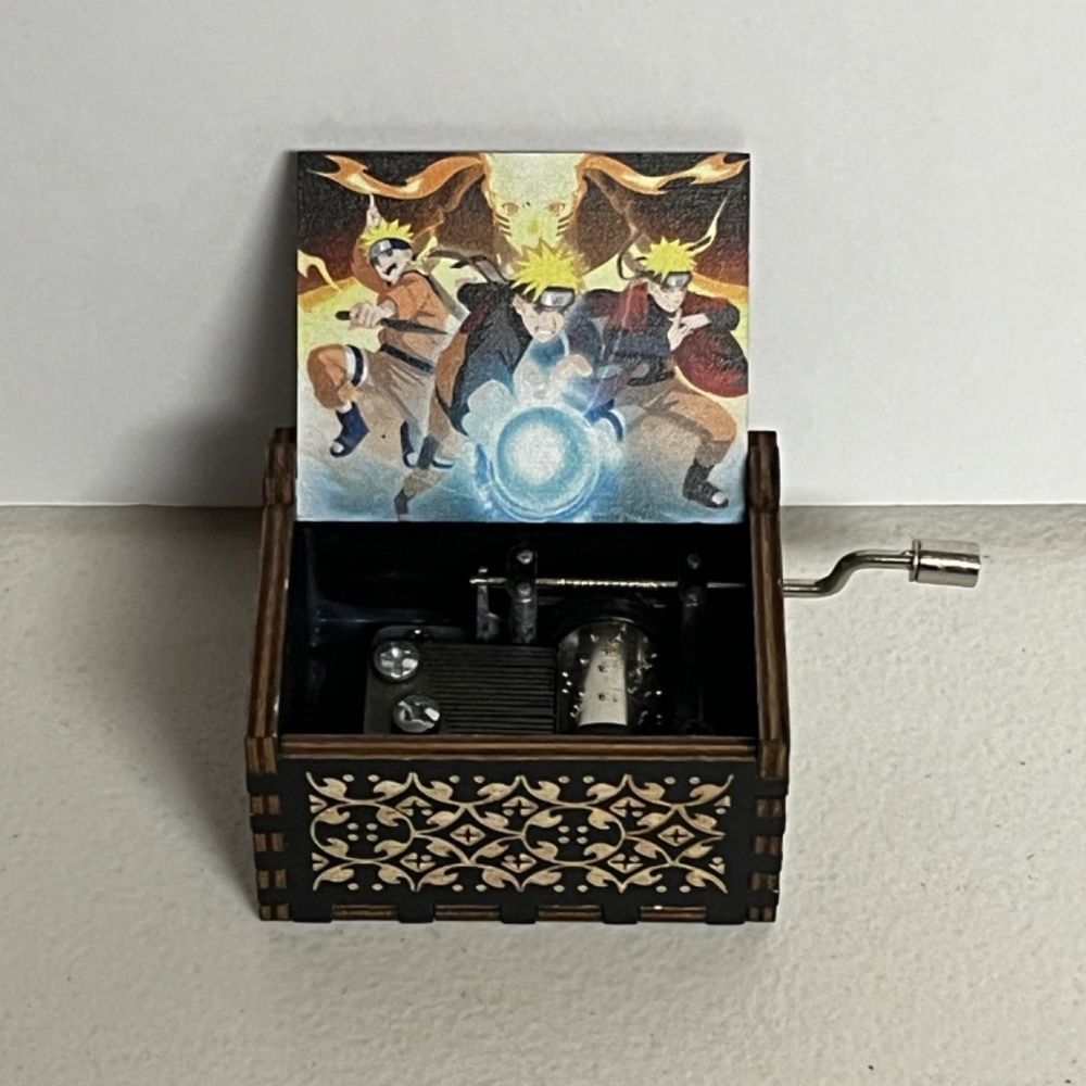 Naruto Shippuden Hand Crank Wooden Music Box Anime Musical Wood